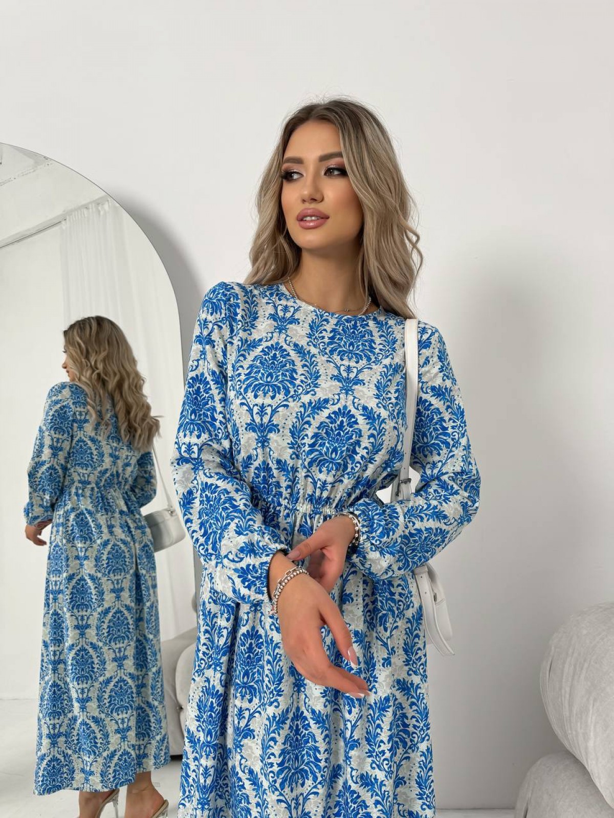 Жіноча сукня із шовкового софту колір синій р.42/44 453513