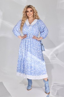 Жіноча вільна сукня із софту колір блакитний р.54/56 450594