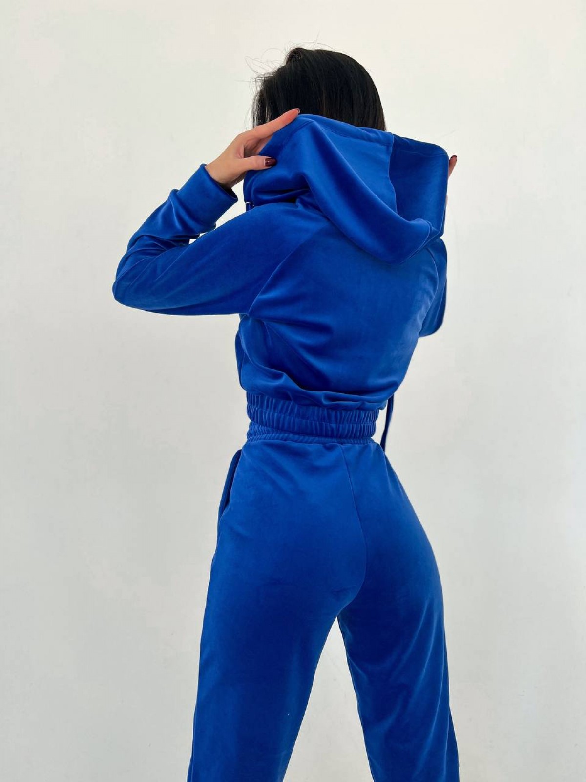 Жіночий костюм з велюру колір синій р.42/44 446709