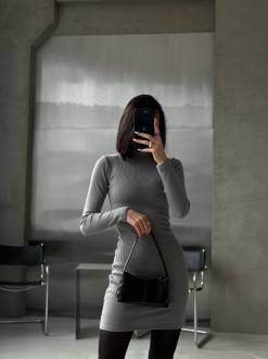 Жіноча утеплена сукня міні колір сірий р.46/48 455223