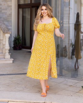 Жіноча літня сукня жовтого кольору з квітковим принтом р.48/50  362977