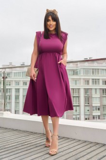 Жіноча сукня із софту міді колір фуксія р.54/56 456308