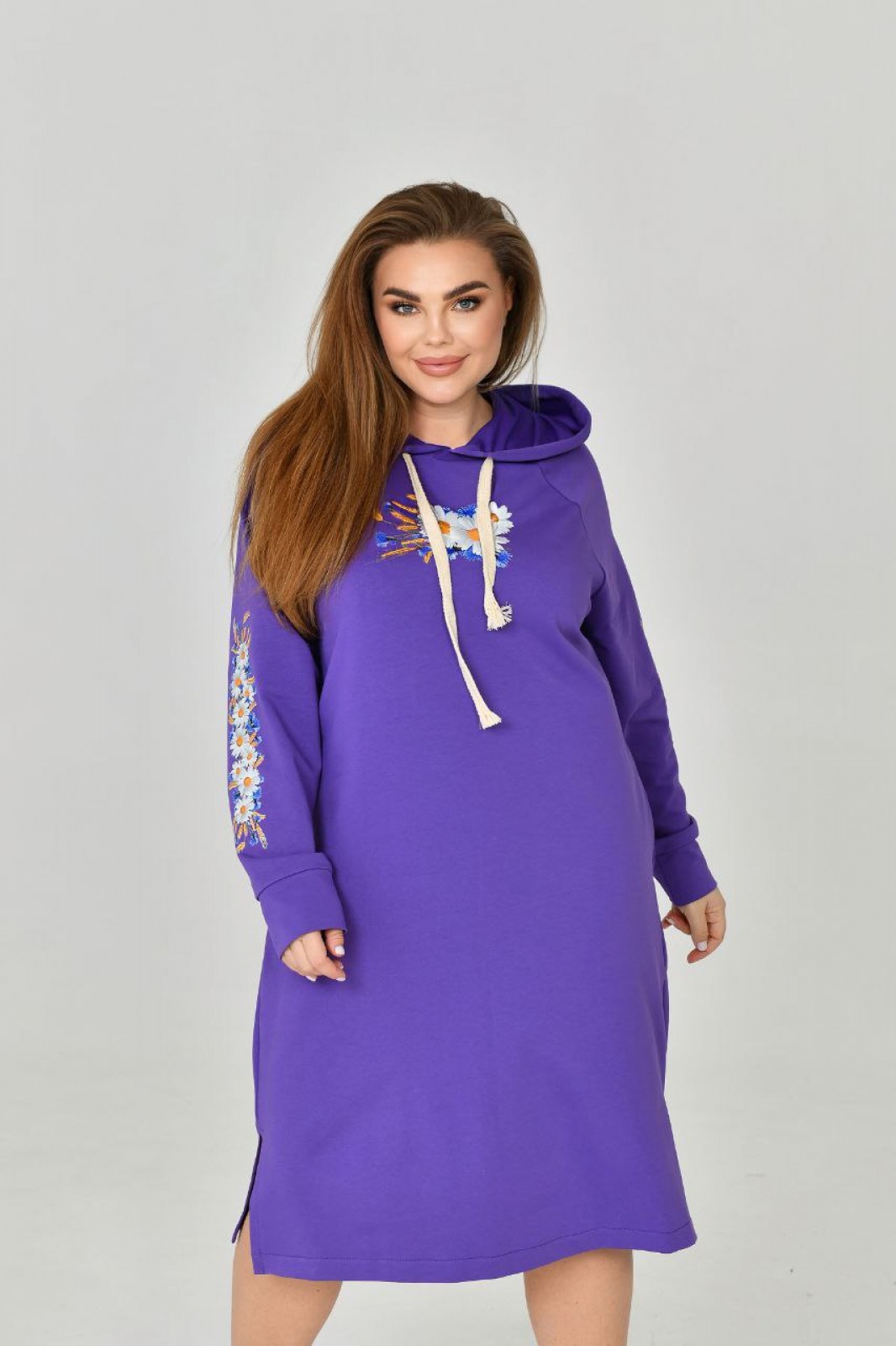 Жіноча сукня спорт з капюшоном колір фіолетовий р.58 454459