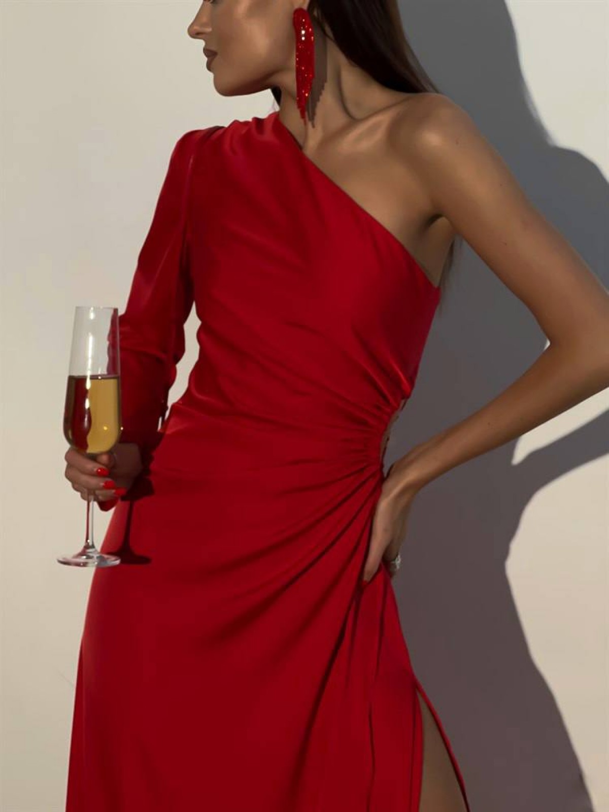 Жіноча шовкова сукня колір червоний р.42/44 448924