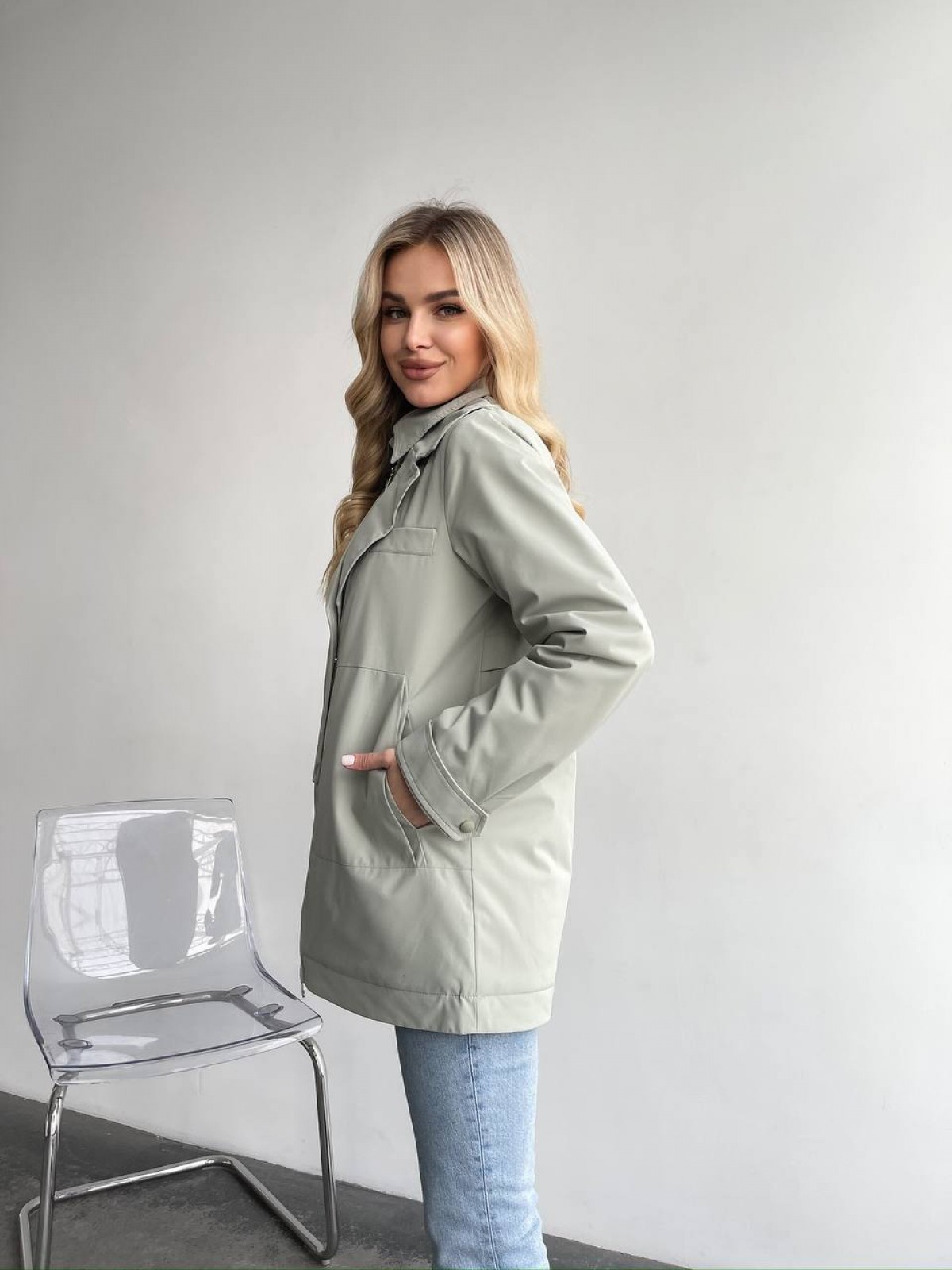 Жіноча тепла куртка колір оливка р.L 450310
