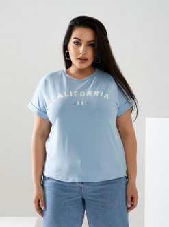 Жіноча футболка California колір блакитний р.48/50 432444
