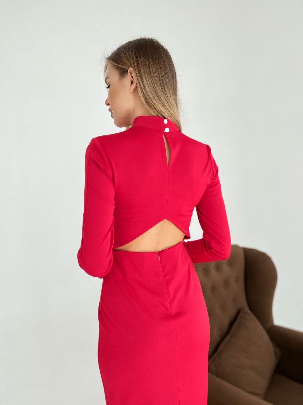 Жіноча сукня з відкритою спиною червоного кольору р.S 384882
