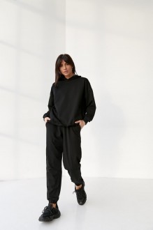 Жіночий костюм худі+джогери колір чорний р.XS 421088