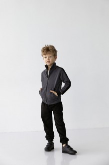 Спортивний костюм на хлопчика колір графіт з чорним р.170 407244