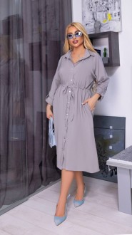 Жіноча вільна сукня із софту колір сірий р.58/60 452589