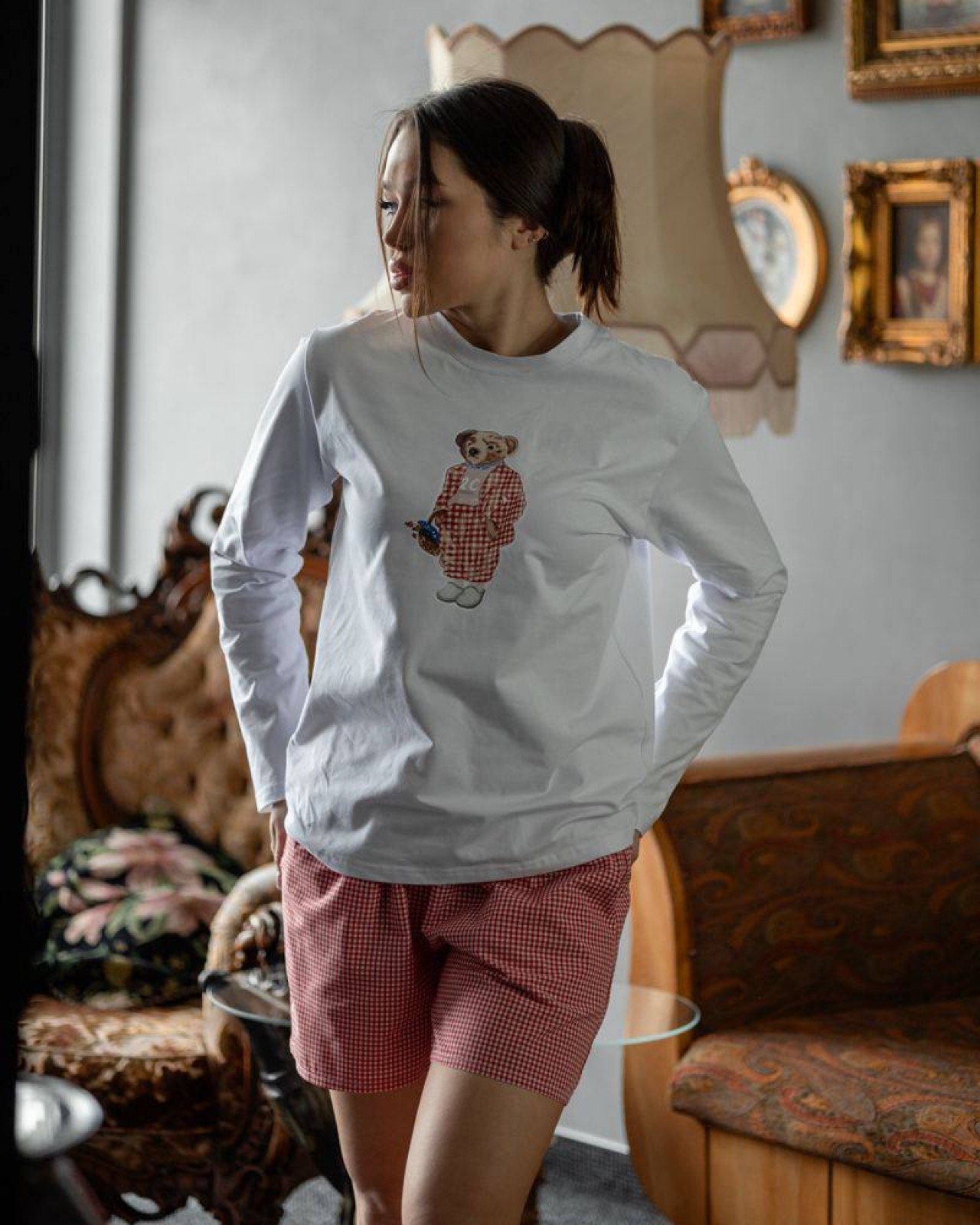 Жіноча піжама із шортами «Teddy» колір рожевий р.L 453335