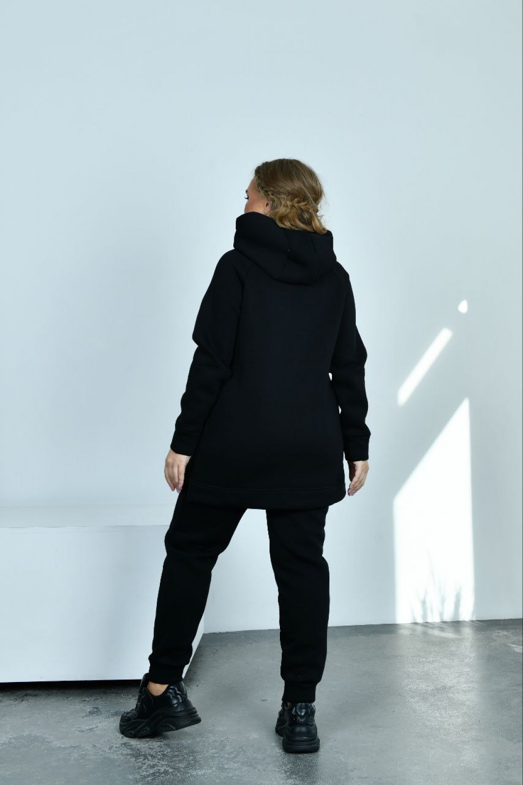 Жіночий теплий прогулянковий костюм чорного кольору р.58 444933