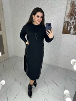 Жіноча сукня міді колір чорний р.62/64 449143
