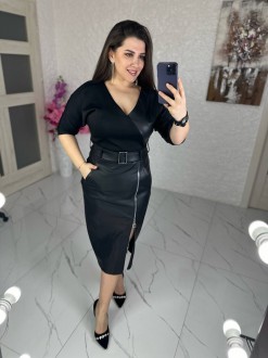 Жіноча комбінована сукня колір чорний р.50/52 450862