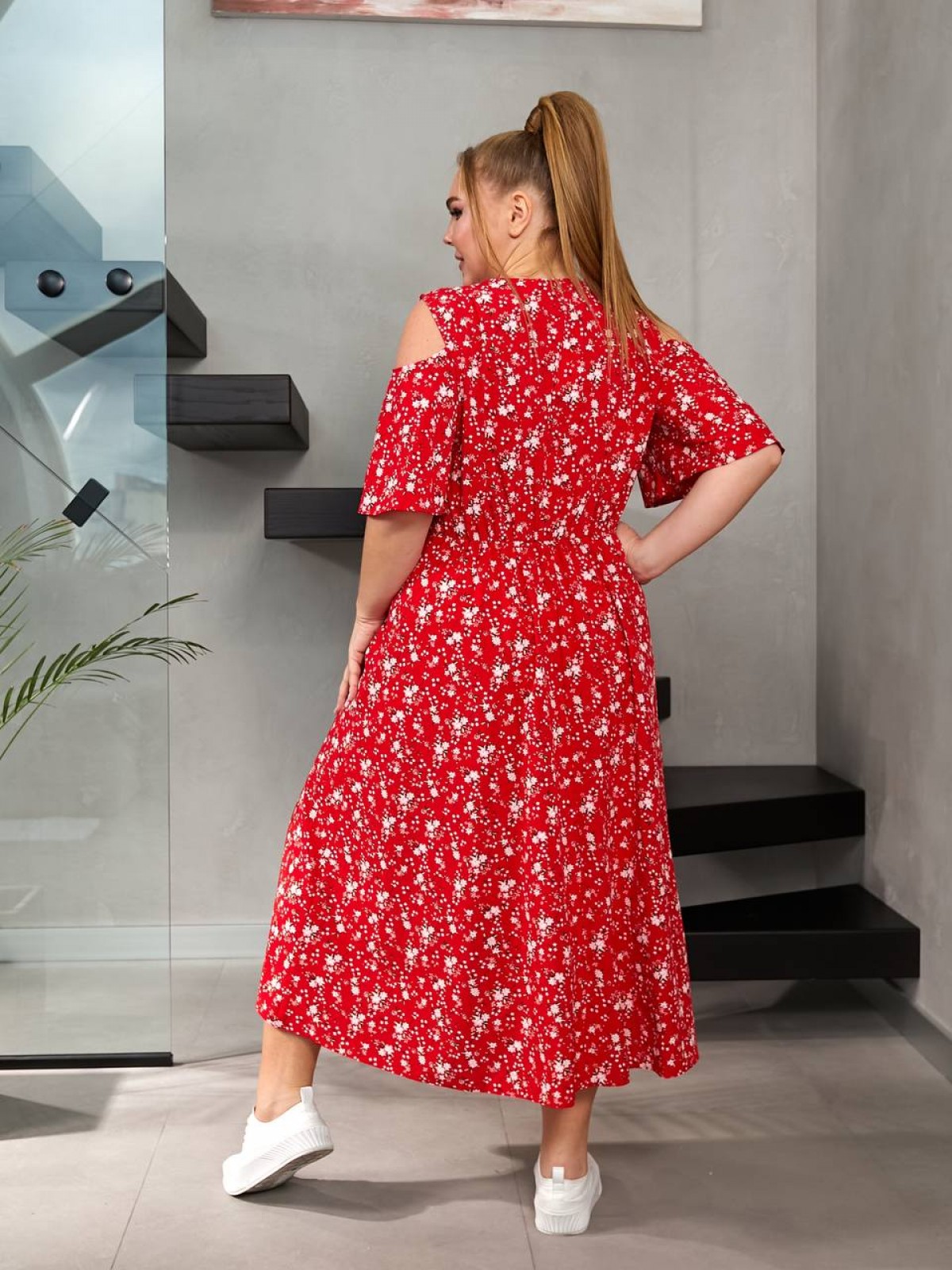 Жіноча довга сукня софт колір червоний р.48/50 455971