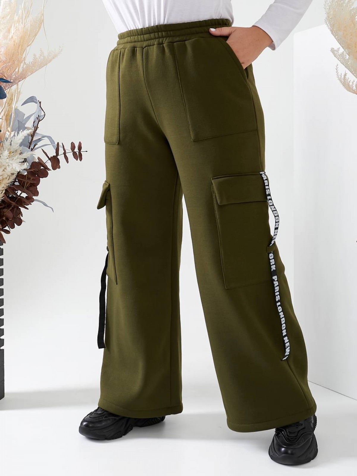 Жіночі брюки карго колір хакі р.50/52 441317