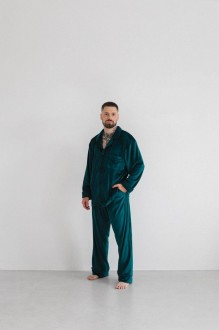 Чоловіча піжама з велюру колір смарагдовий р.M 449786