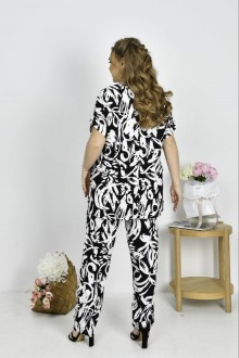 Жіночий костюм брюки та кофта колір біло-чорний р.50 459461