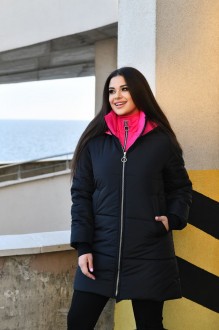 Жіноча зимова куртка чорного кольору р.56/58 385949