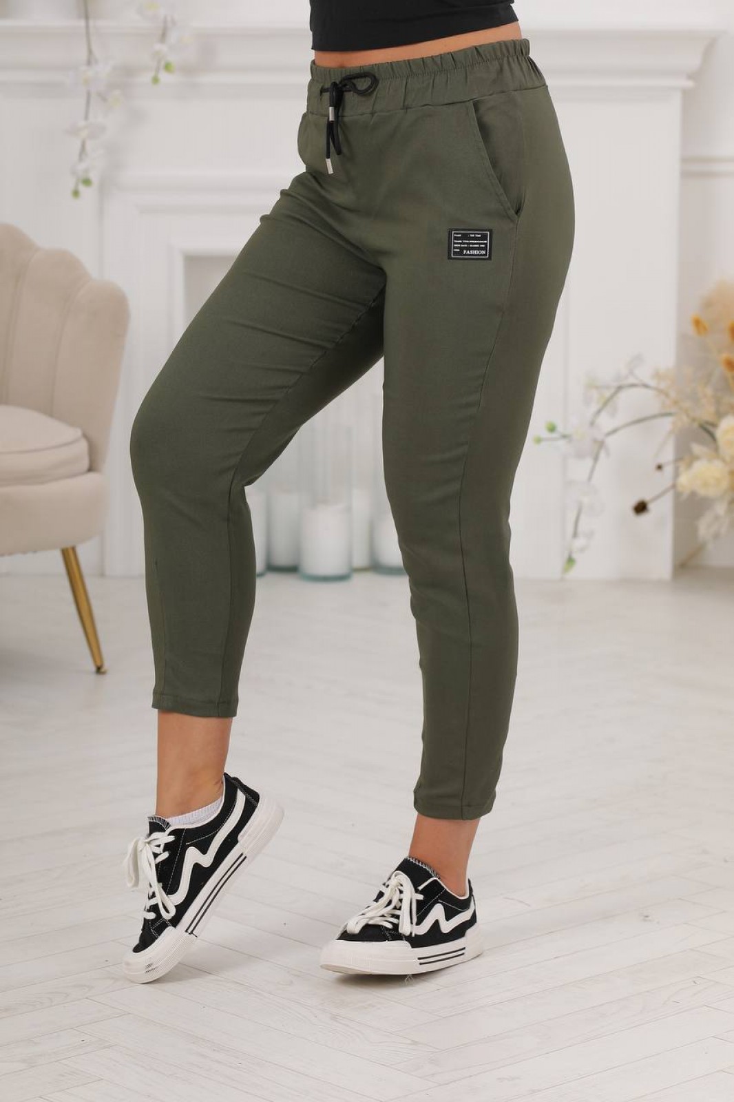 Жіночі штани-джегінси колір хакі р.58/60 441995