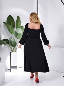 Жіноча сукня міді із креп-дайвінгу колір чорний р.48/50 453741