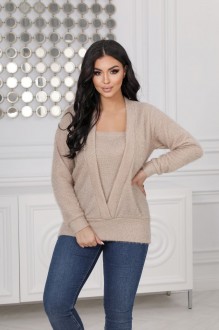 Жіночий светр трикотажний колір світло-бежевий р.56/58 445650