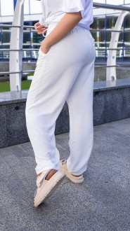 Жіночі штани із креп-жатки колір молоко р.56/58 456177