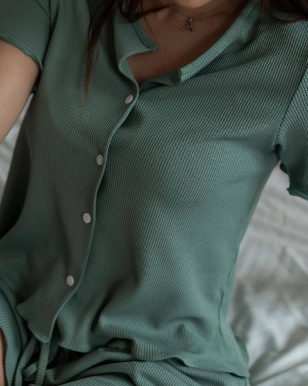 Жіноча піжама із шортами «Selena» колір зелений р.S 453206