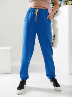 Жіночі спортивні штани двонитка кольору електрик р.48 406307