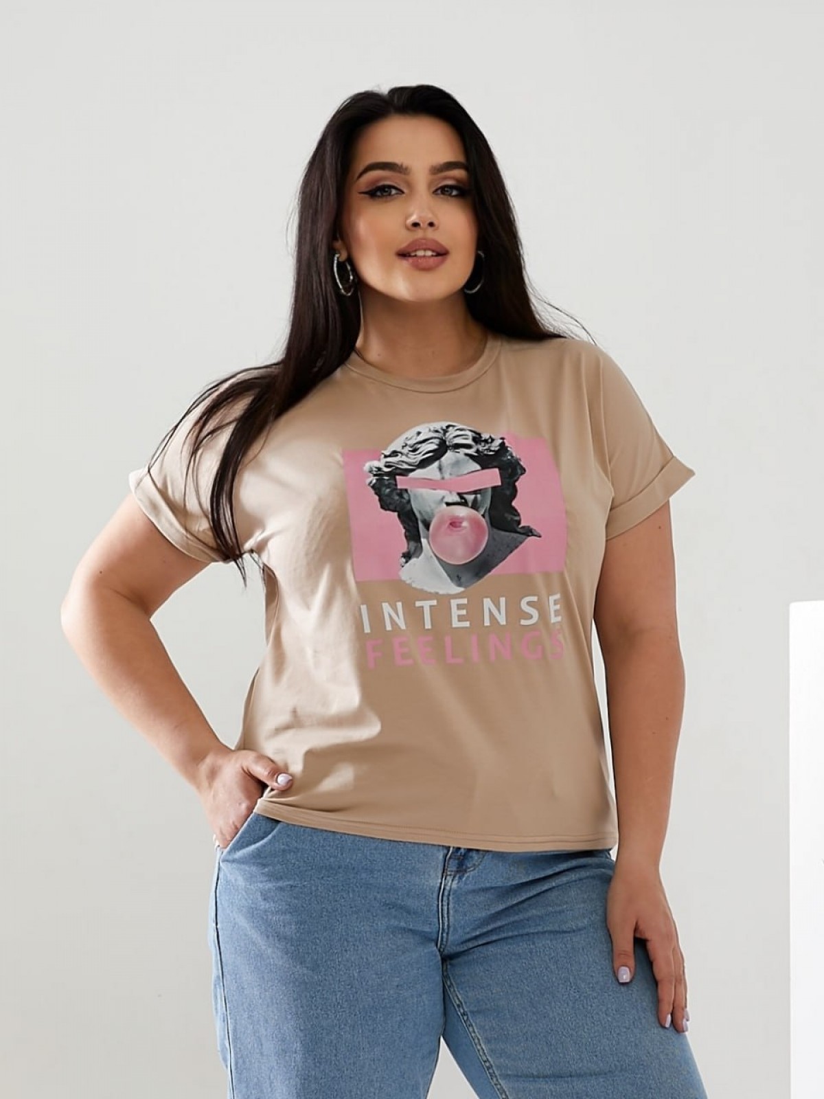 Жіноча футболка INTENSE колір бежевий р.42/46 433039