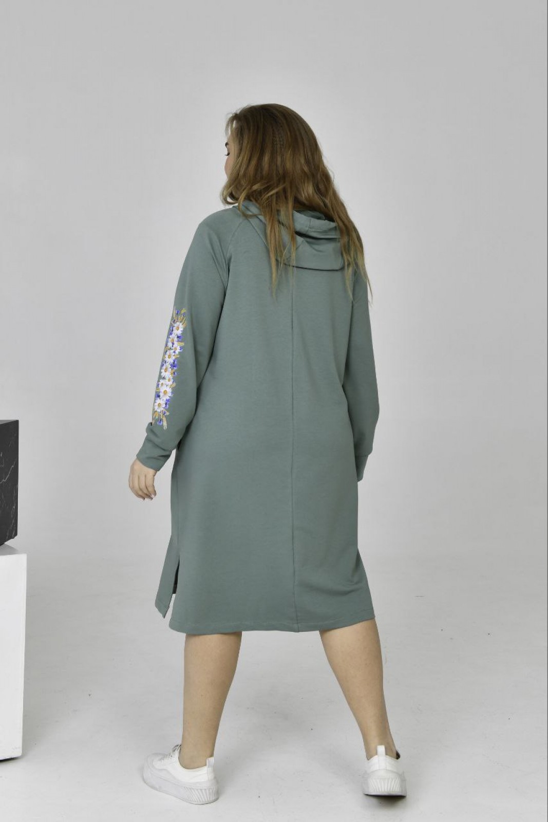 Жіноча сукня спорт з капюшоном колір оливка р.56 454452