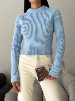 Жіночий светр із текстурним візерунком колір блакитний р.42/46 441954