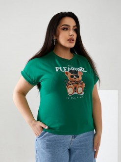 Жіноча футболка PLEASURE колір зелений р.52/54 433677
