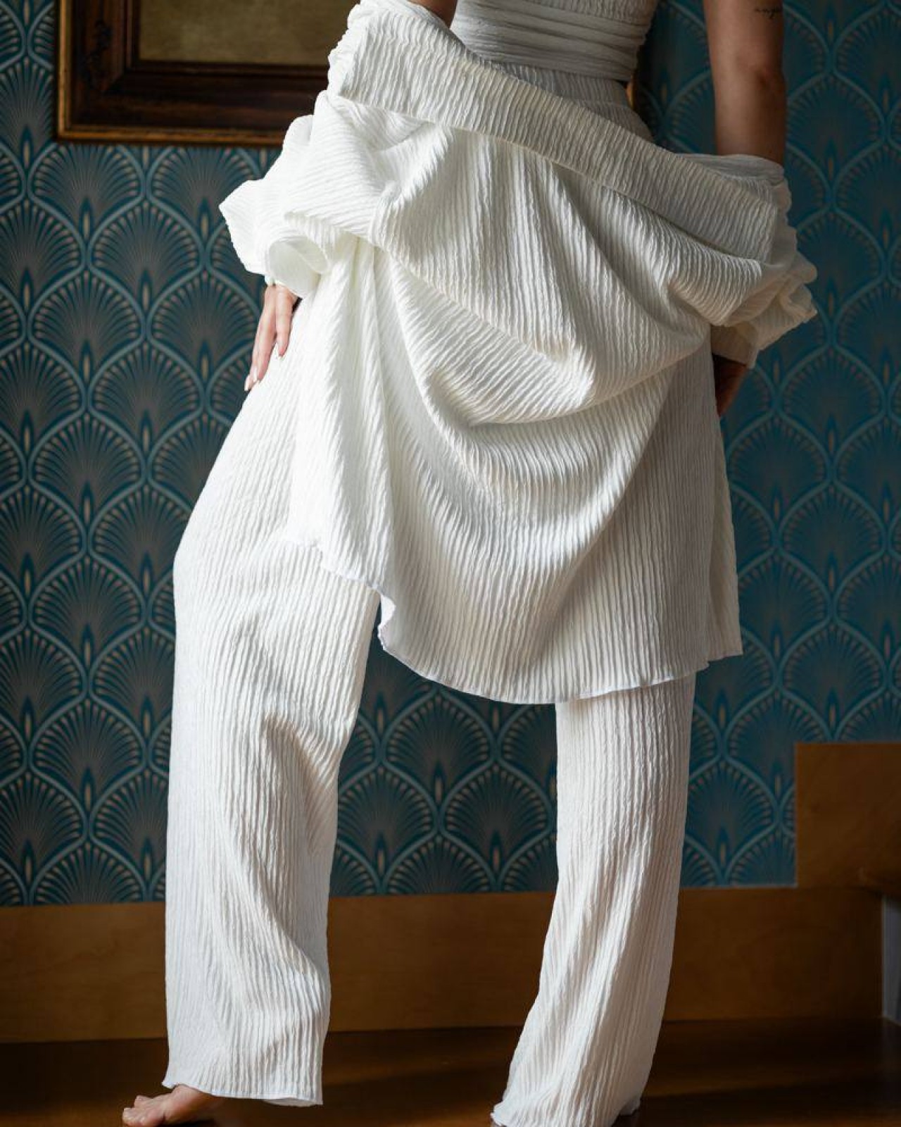 Жіночий піжамний костюм трійка «Dominica» колір білий р.M 453328