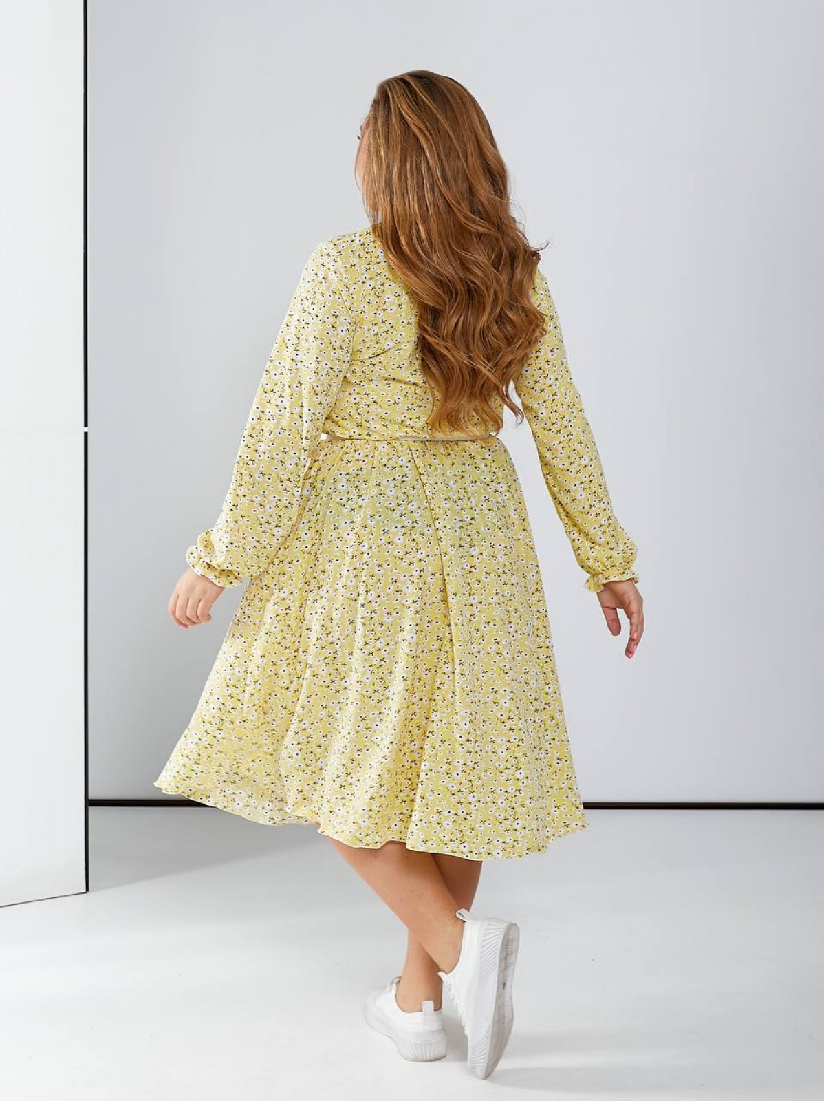 Жіноча вільна сукня із софту колір жовтий р.48/52 450556