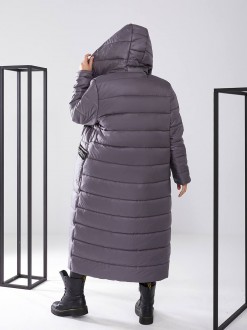 Жіноча куртка-пальто із плащової тканини колір графіт р.56/58 448515