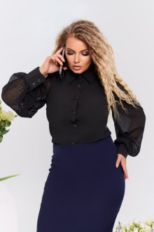 Жіноча блуза з рукавами із легкого шифону чорного кольору розмір 52/54 380932