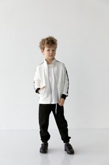 Спортивний костюм на хлопчика колір чорний з білим р.146 406651