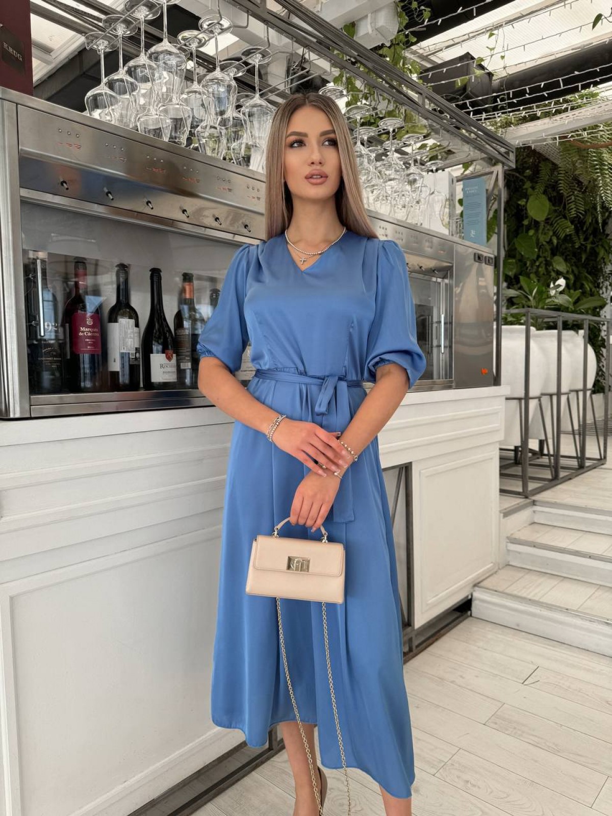 Жіноча сукня вільного крою колір синій р.42/44 452306
