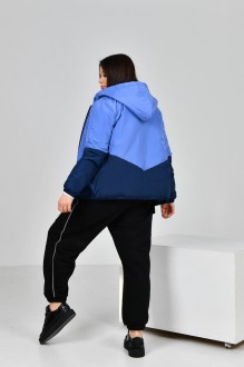 Жіноча куртка з капюшоном колір синій з джинсовим р.52/54 453456
