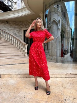 Жіноча сукня із шовкового софту колір червоний р.42/44 455564