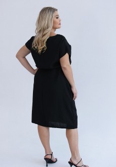 Жіноча сукня із льону колір чорний р.52/54 459066