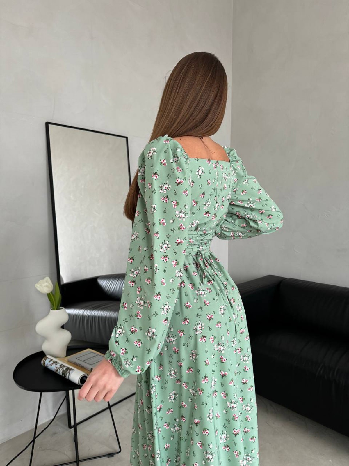 Жіноча сукня із софту колір оливка р.42/44 452929