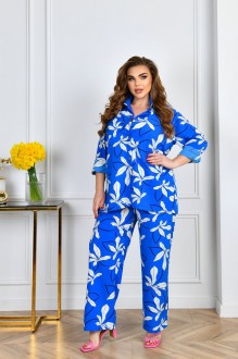 Жіночий костюм-двійка з софту колір синій р.56/58 455657
