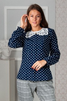 Женская блузка в горох синего цвета SKL92-305988
