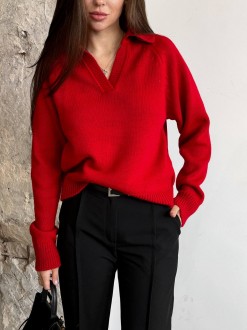 Жіночий светр-поло колір червоний р.42/46 450415