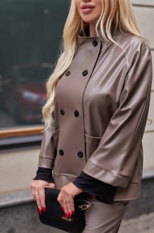 Жіноча шкіряна куртка колір т.мокко р.54/56 440401