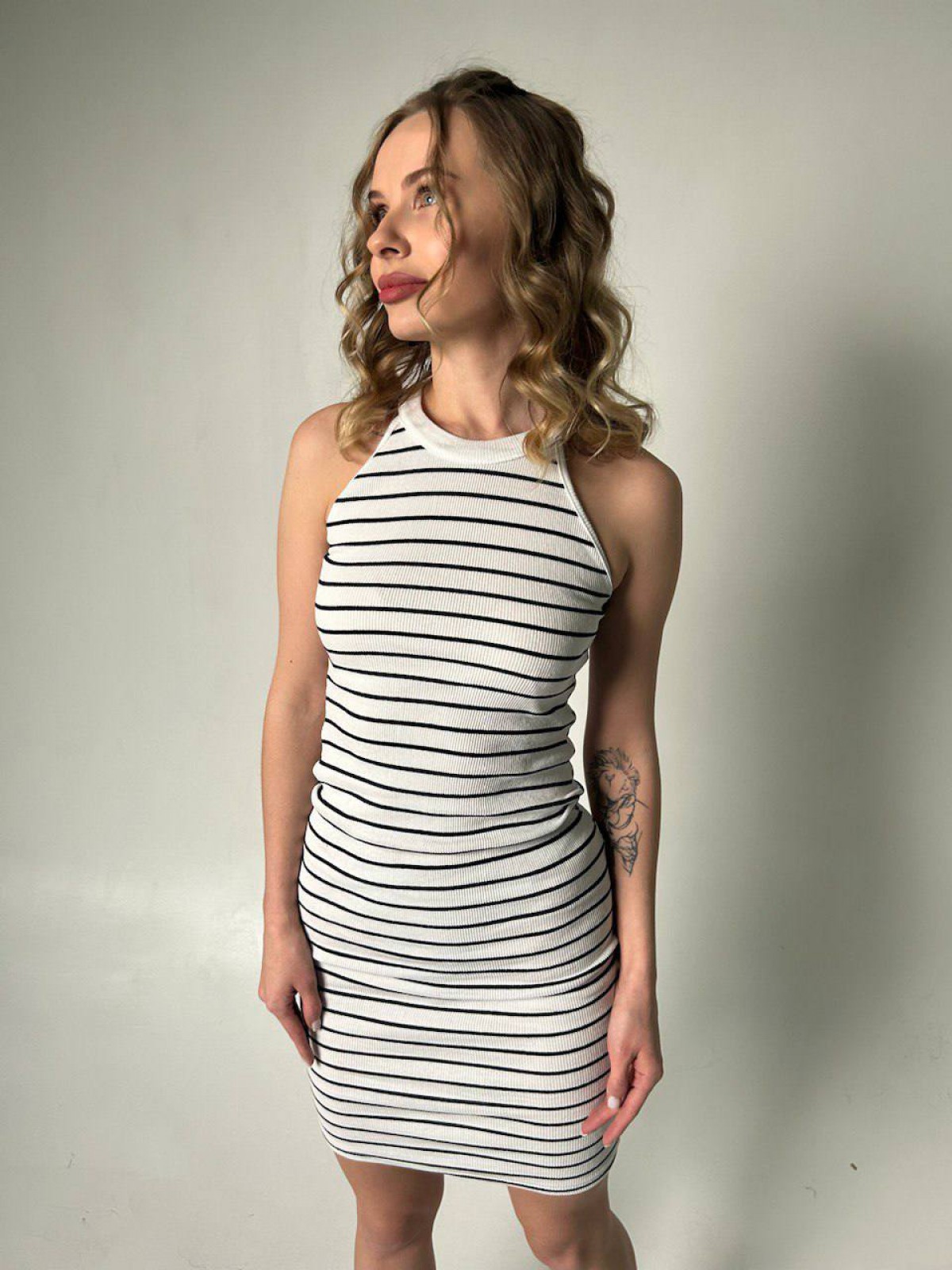 Жіноча сукня в полоску колір білий р.універсальний 455899