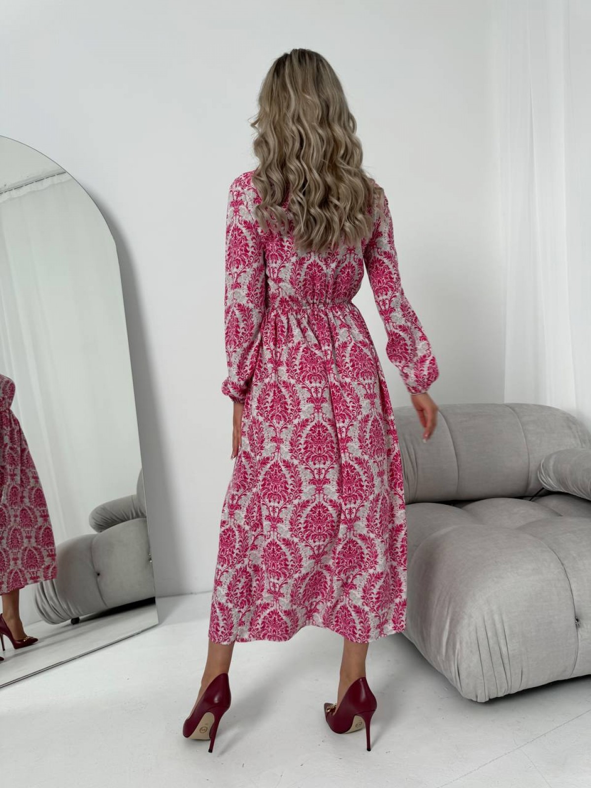 Жіноча сукня із шовкового софту колір рожевий р.46/48 453516
