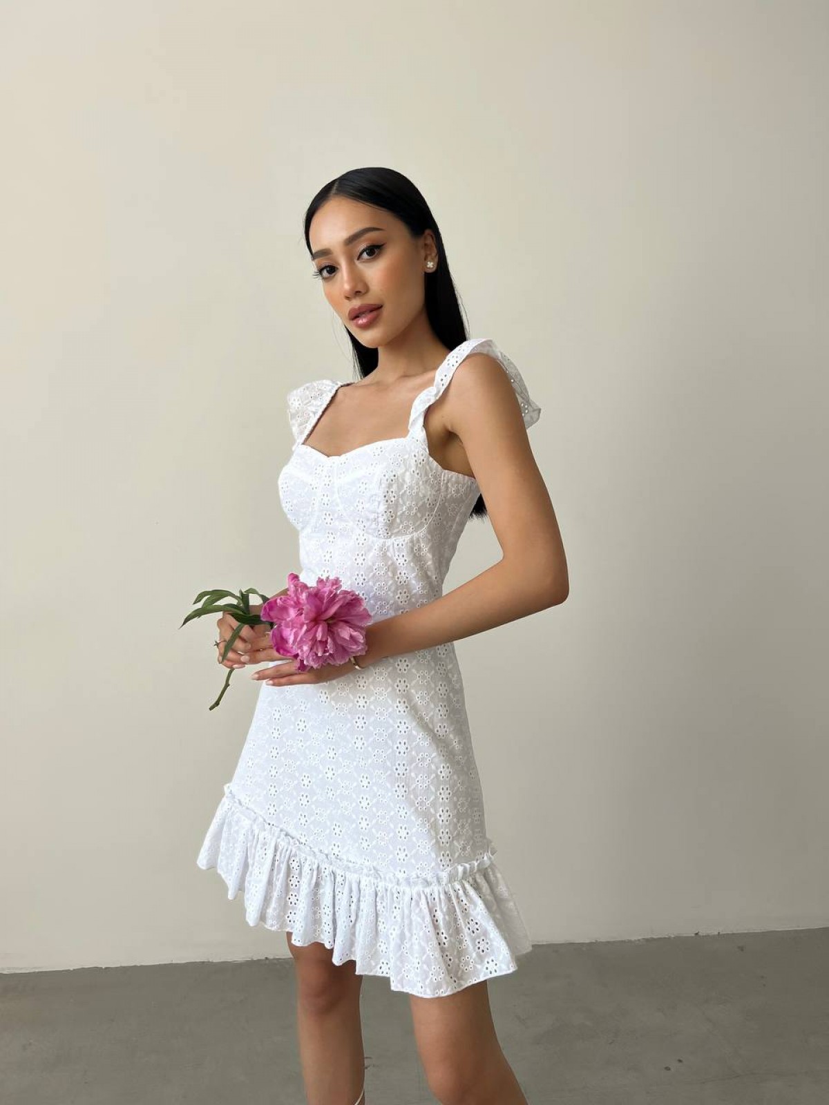 Жіноча сукня з прошви колір білий р.42 437876